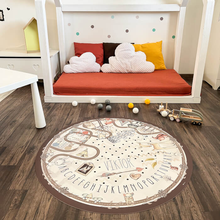 Alfombra De Juegos Para Niños En La Habitación De Los Niños - Animales En El Bosque