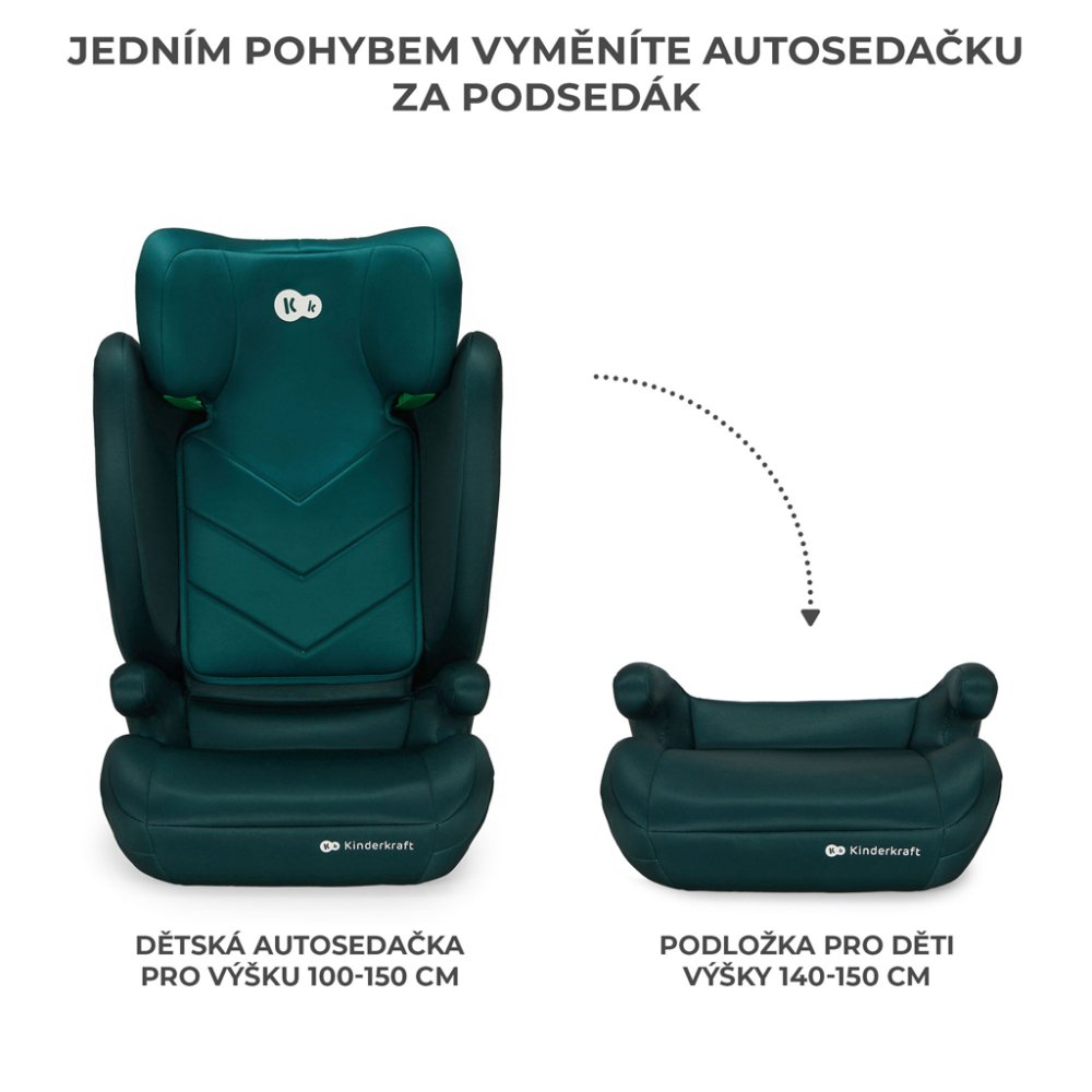 KINDERKRAFT Autosedačka I-Spark I-Size 100-150 Cm Green