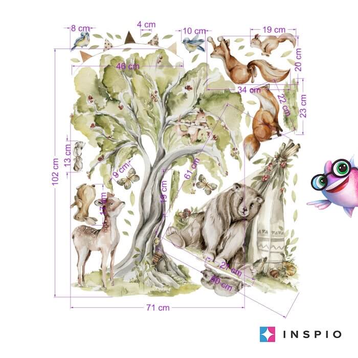 Sticker De Perete Woodland - Pădure Magică Cu Animale Vesele