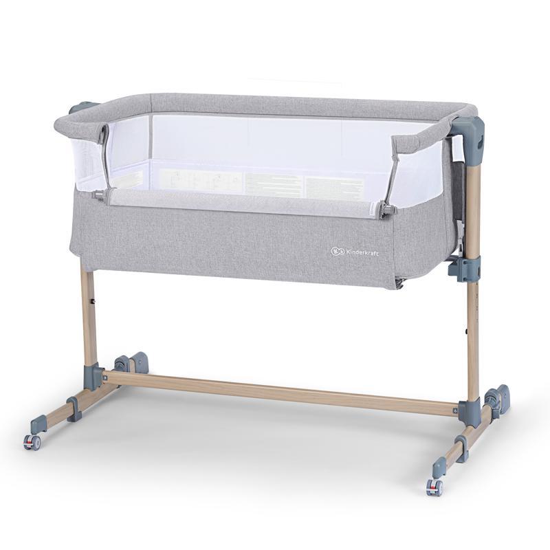 KINDERKRAFT SELECT Postýlka Dětská Polohovatelná Neste Air Grey Wood, Premium