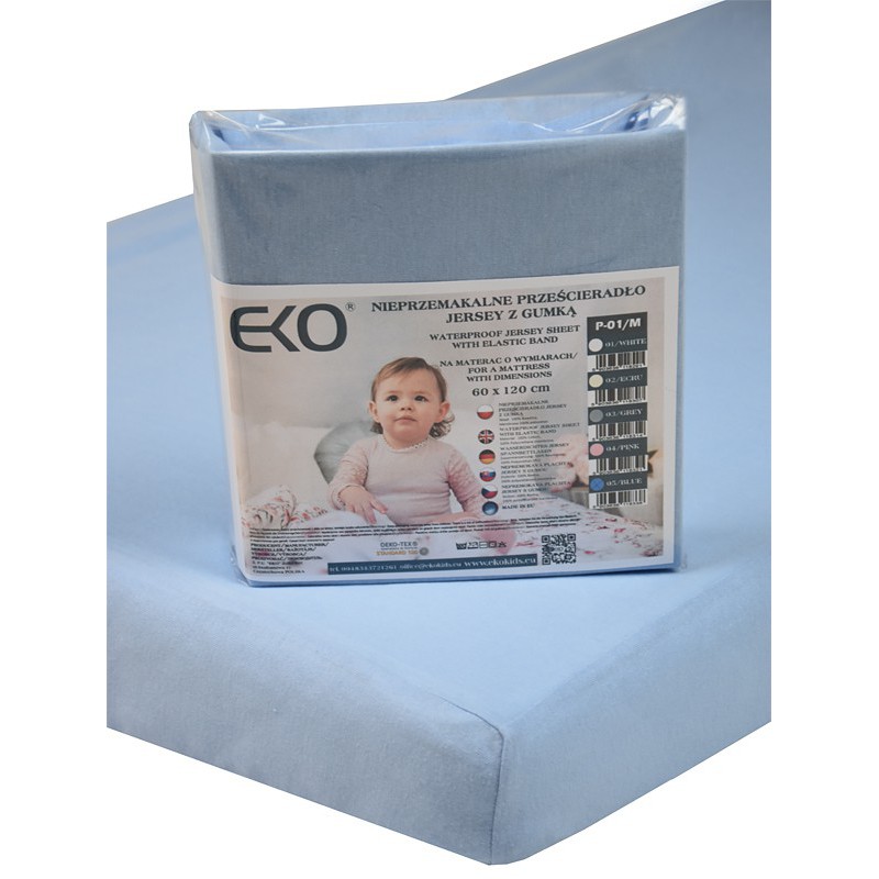 EKO Laken Wasserdicht Mit Gummijersey Blau 120x60 Cm