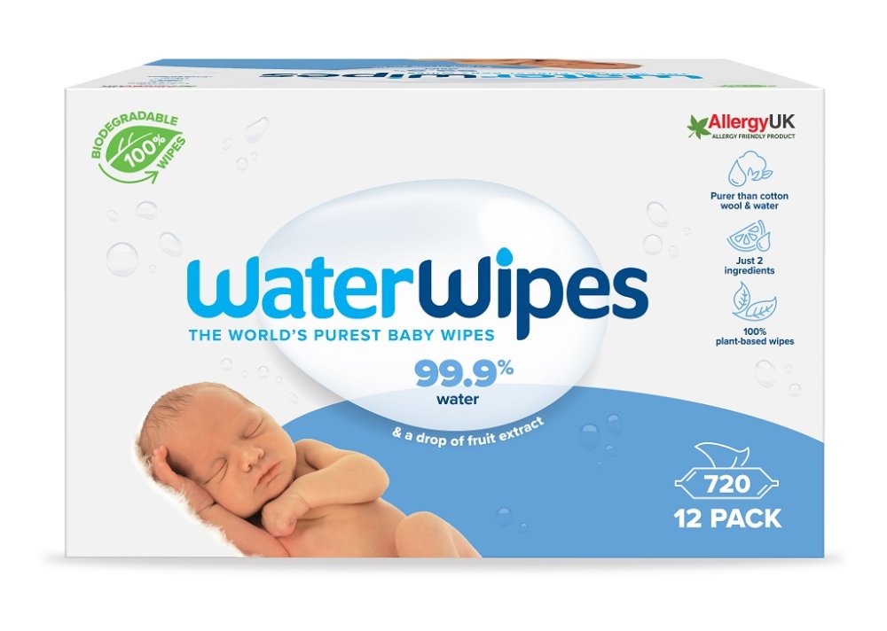 12x WATERWIPES Plastfria Våtservetter 60 St (720 St)