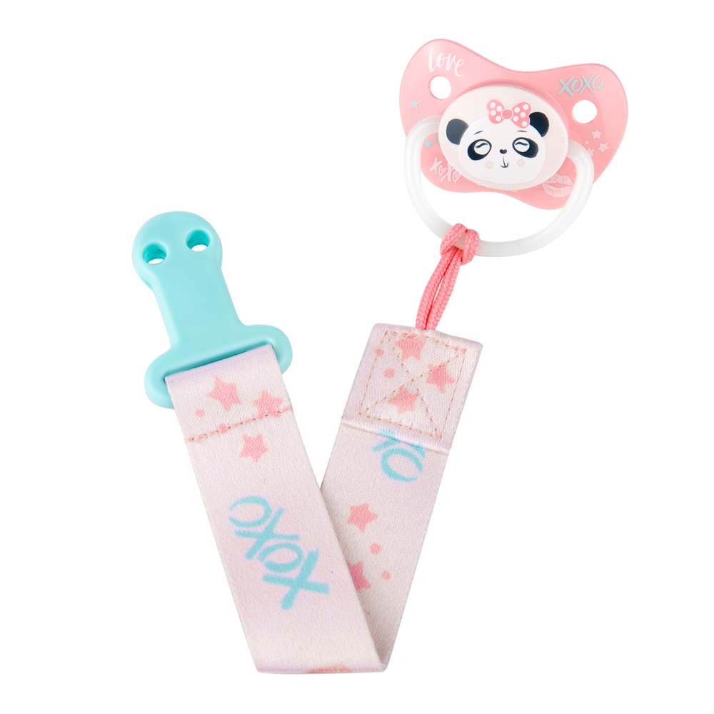 CANPOL BABIES Schnullerband Mit Clip Exotische Tiere Rosa