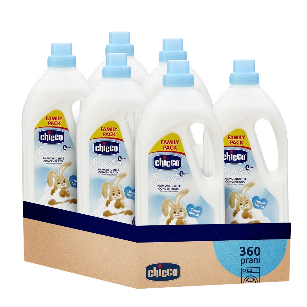 6x CHICCO Sköljmedel Koncentrerat Sweet Powder 1,5 L (60 Tvättar)