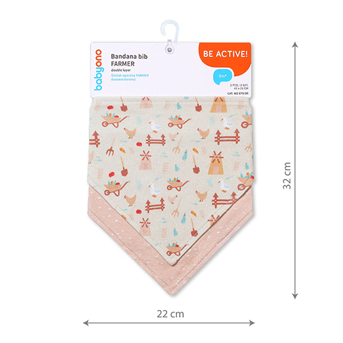 BABYONO Bavaglino In Cotone Farmer 2 Pezzi, 0 M+