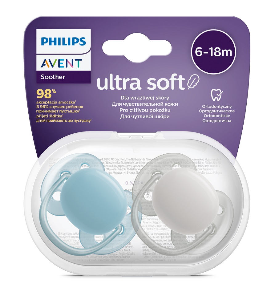 Philips AVENT Pacifier Ultrasoft Premium Neutral 6-18m Boy, 2 Pcs