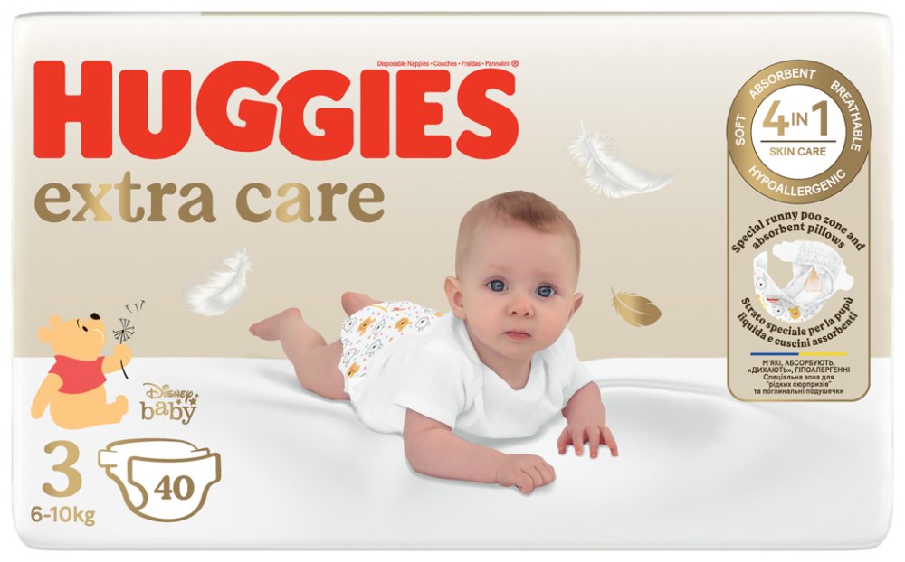 4x HUGGIES® Jednokratne Pelene Extra Care 3 (6-10 Kg) 40 Kom