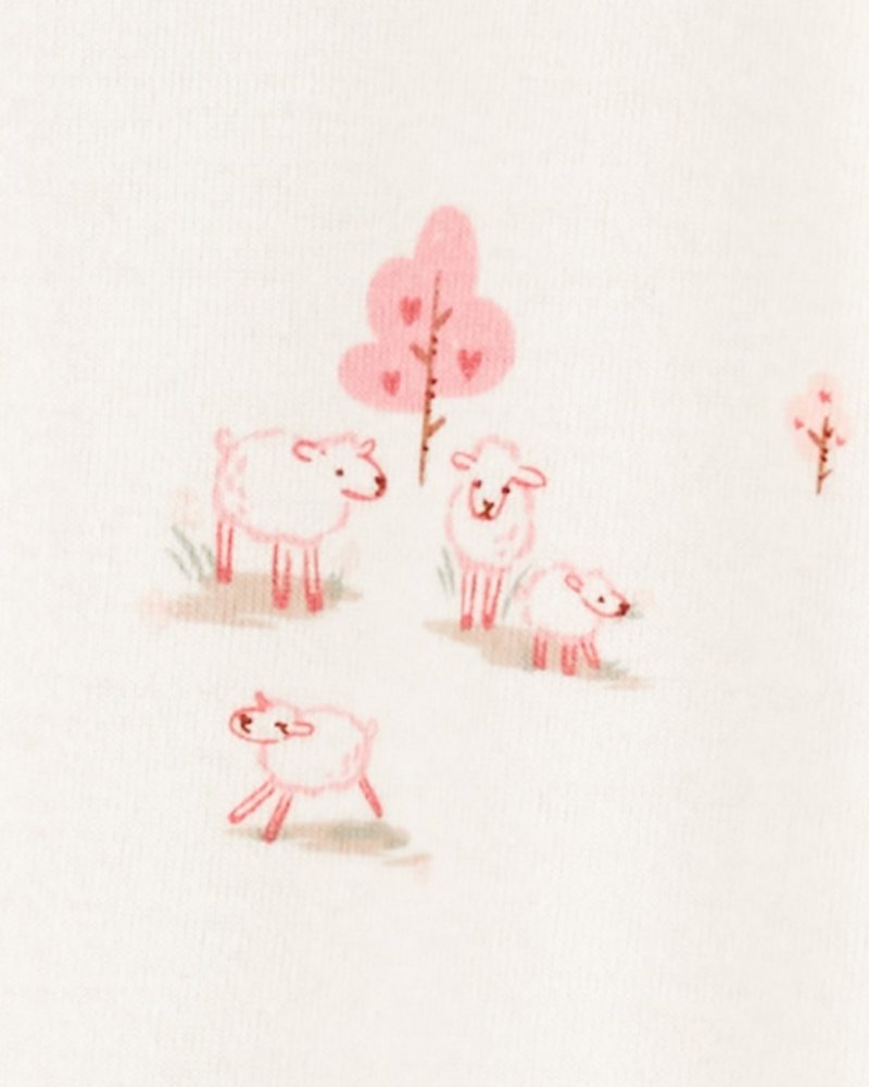 CARTER'S Sleep&Play-Overall mit Reißverschluss und rosa Schafsmuster/Streifen für Mädchen, 2-tlg., 6 m/Größe. 68 – Bild 4