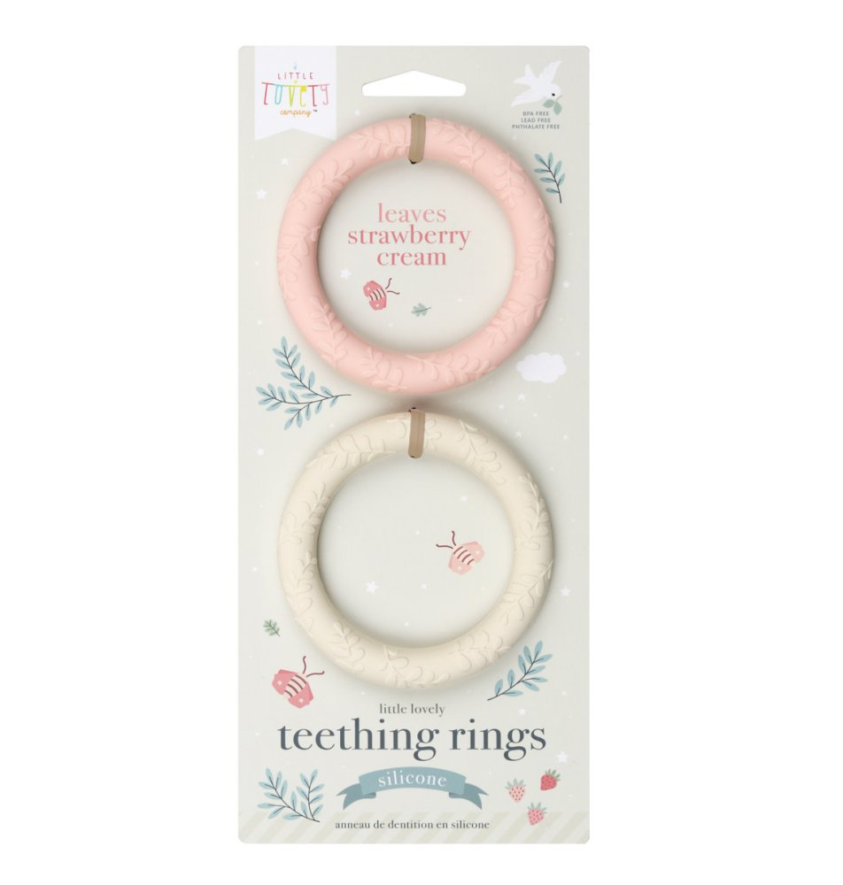 A Little Lovely Company - Massaggiagengive in silicone a forma di foglia - Crema di fragole, 2 pz - immagine 3