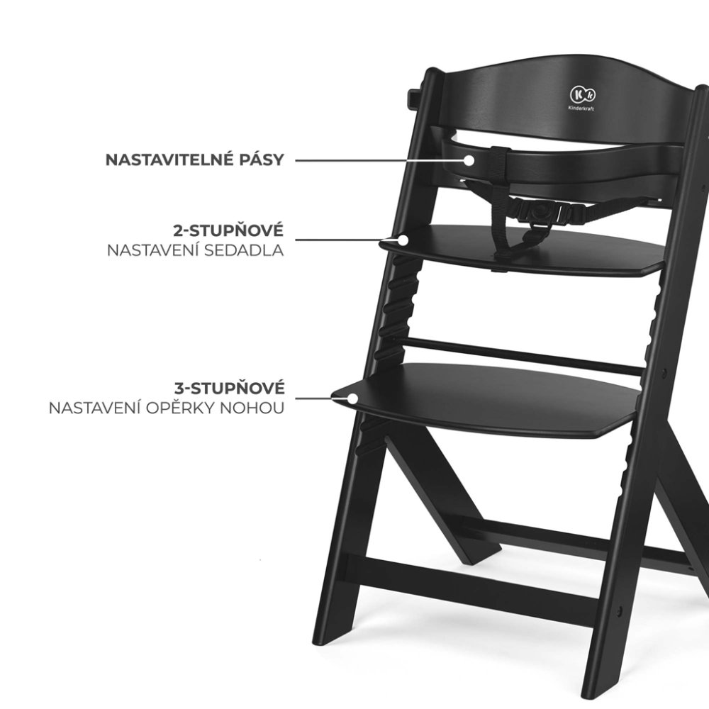 KINDERKRAFT Chaise Haute Enock Black – Image 5