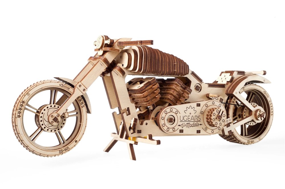 Ugears Puzle mecánico de madera 3D VM-02 Motocicleta (chopper)