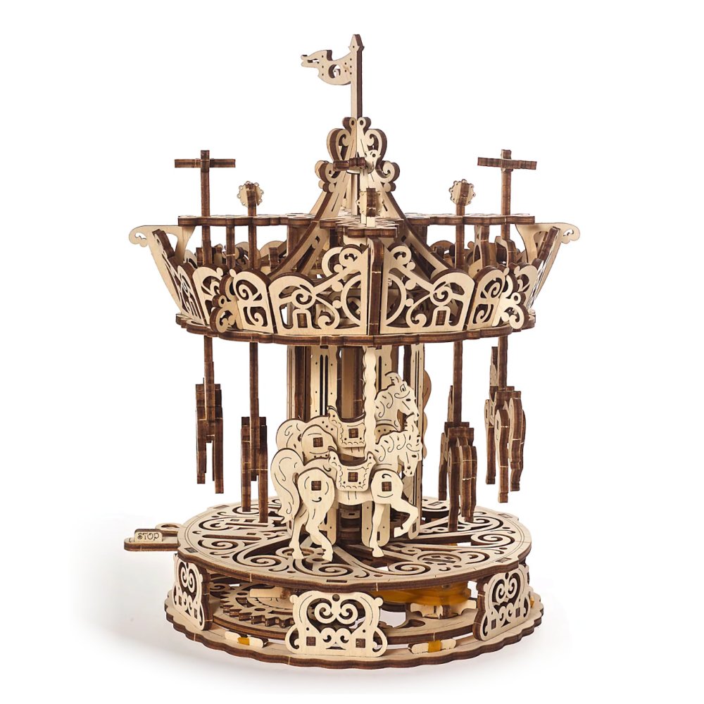 Ugears 3D Puzzle de madera mecánico Carrusel - Imagen 5