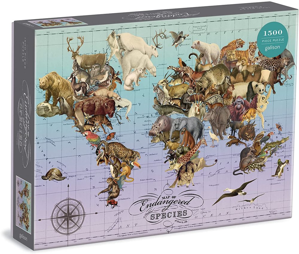 Galison Puzzle Karte der gefährdeten Arten 1500 Teile