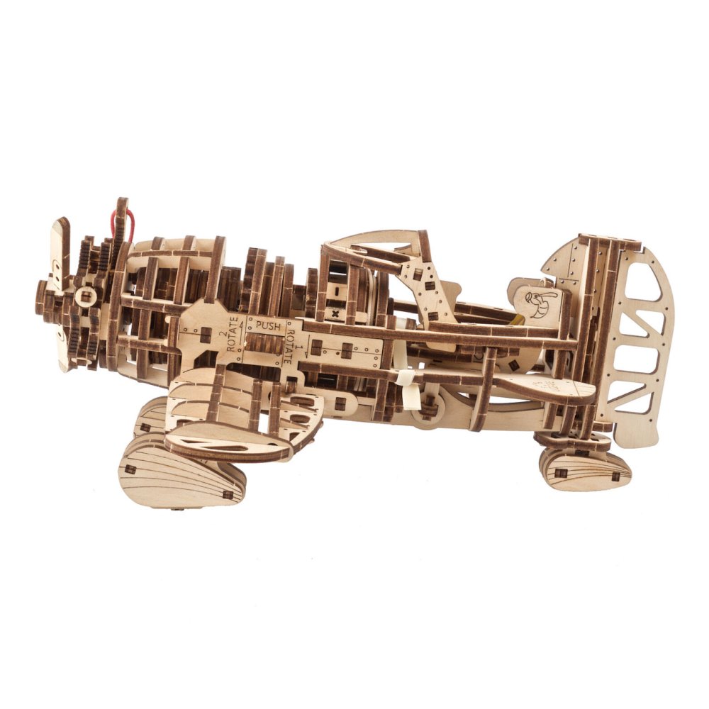 Puzzle 3D en bois mécanique Ugears Avion Mad Hornet – Image 4