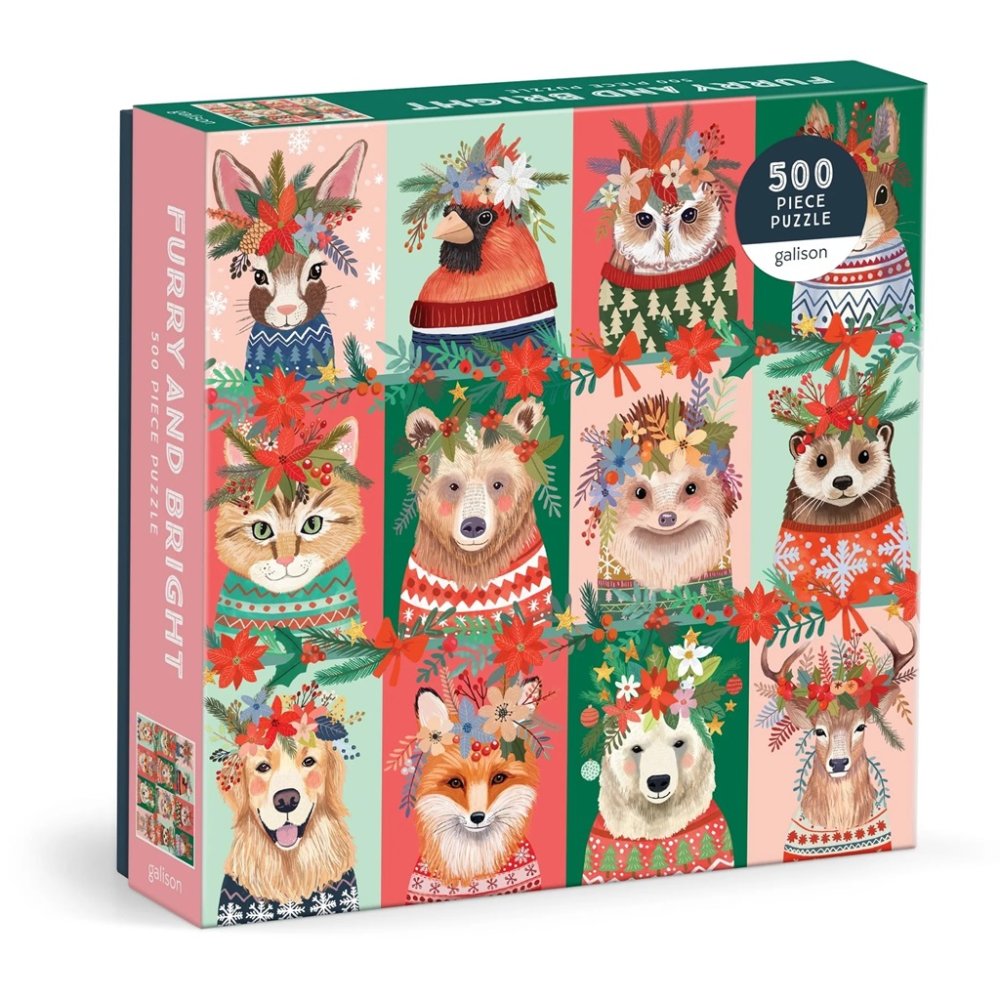 Puzzle Galison Animaux de Noël à poils 500 pièces
