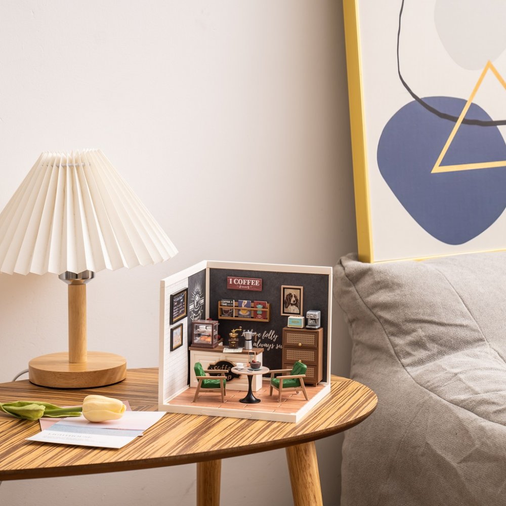 Rompecabezas de madera 3D RoboTime Miniatura de casa de muñecas Cafetería de inspiración - Imagen 2