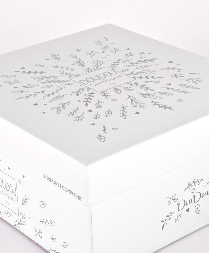 Doudou Zestaw Upominkowy Pluszowy miś polarny z kółkiem 30 cm szary - obrazek 3