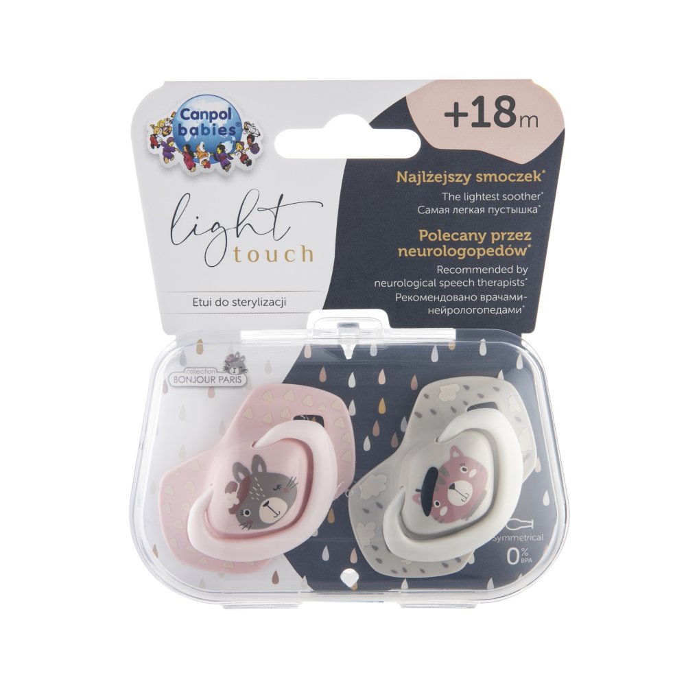 CANPOL BABIES Set de chupetes de silicona simétricos 18m+ Bonjour Paris rosa - Imagen 7