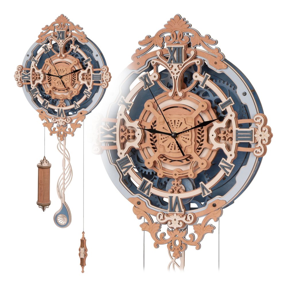 Puzzle 3D en bois RoboTime Miniature de maison Horloge murale