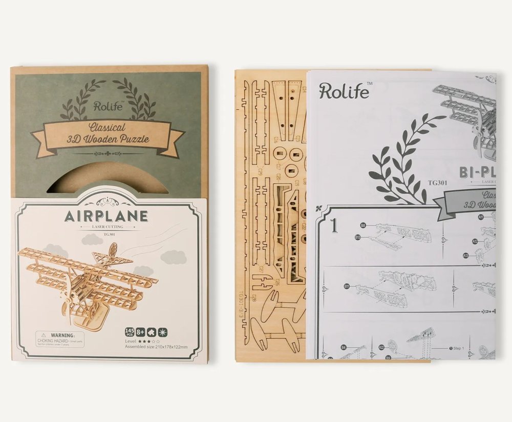 RoboTime fa 3D puzzle Történelmi repülőgép - Image 4