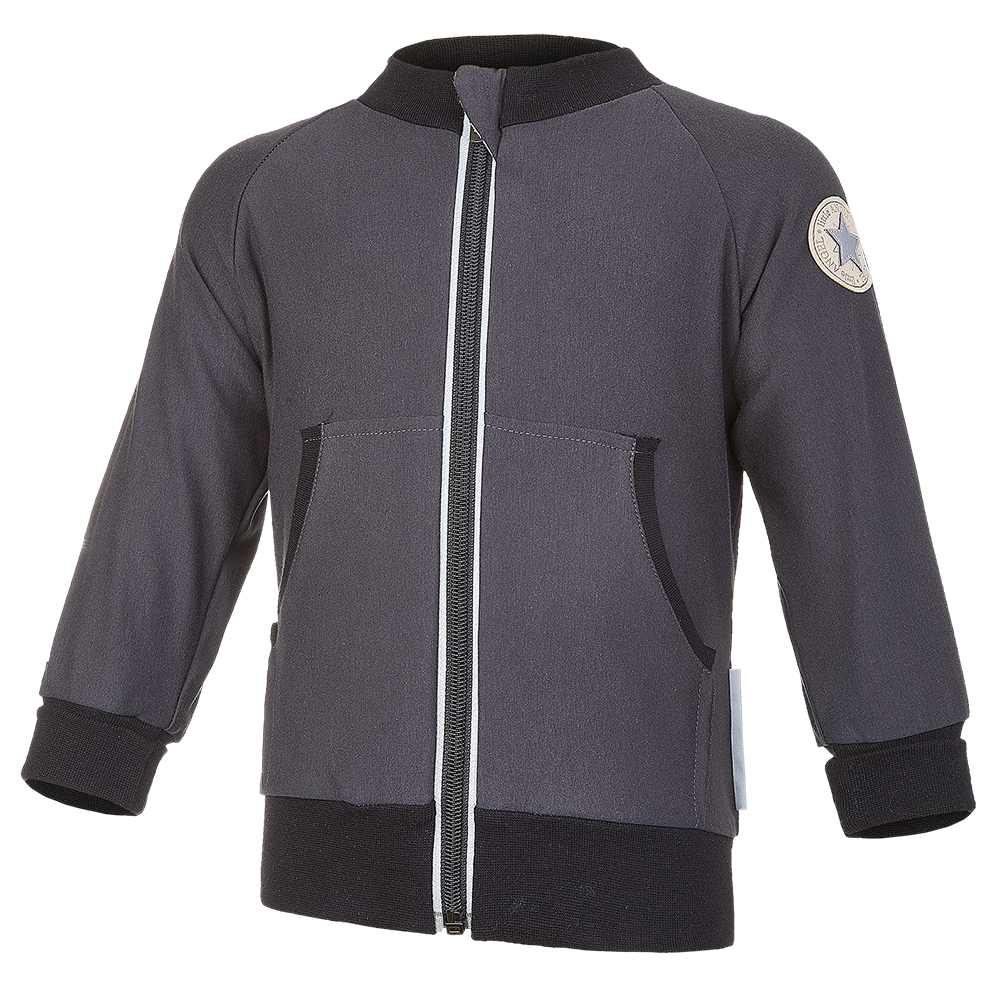 Gefüttertes Sweatshirt mit Outlast®-Reißverschluss - anthrazit/weiß-schwarz gestreift 92