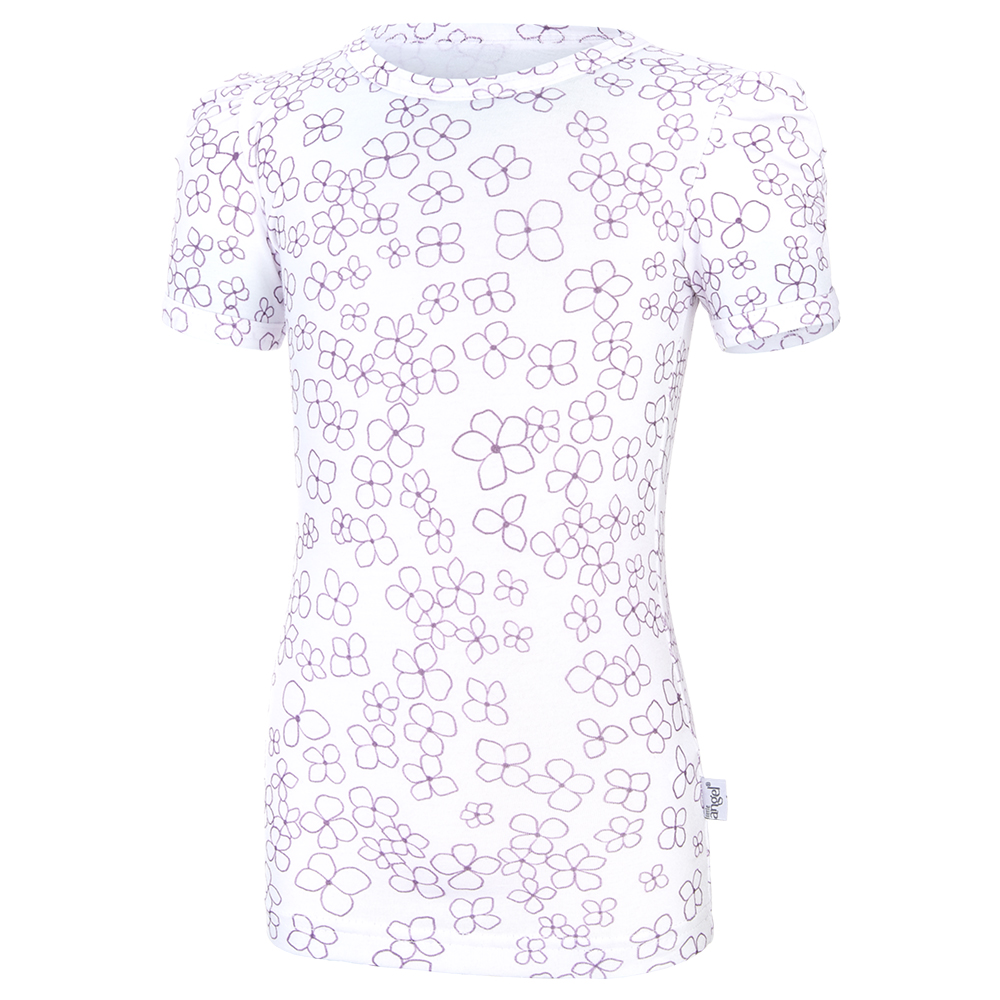 Lányka vékony póló NYOMTATÁS KR Outlast® - fehér virágok 104