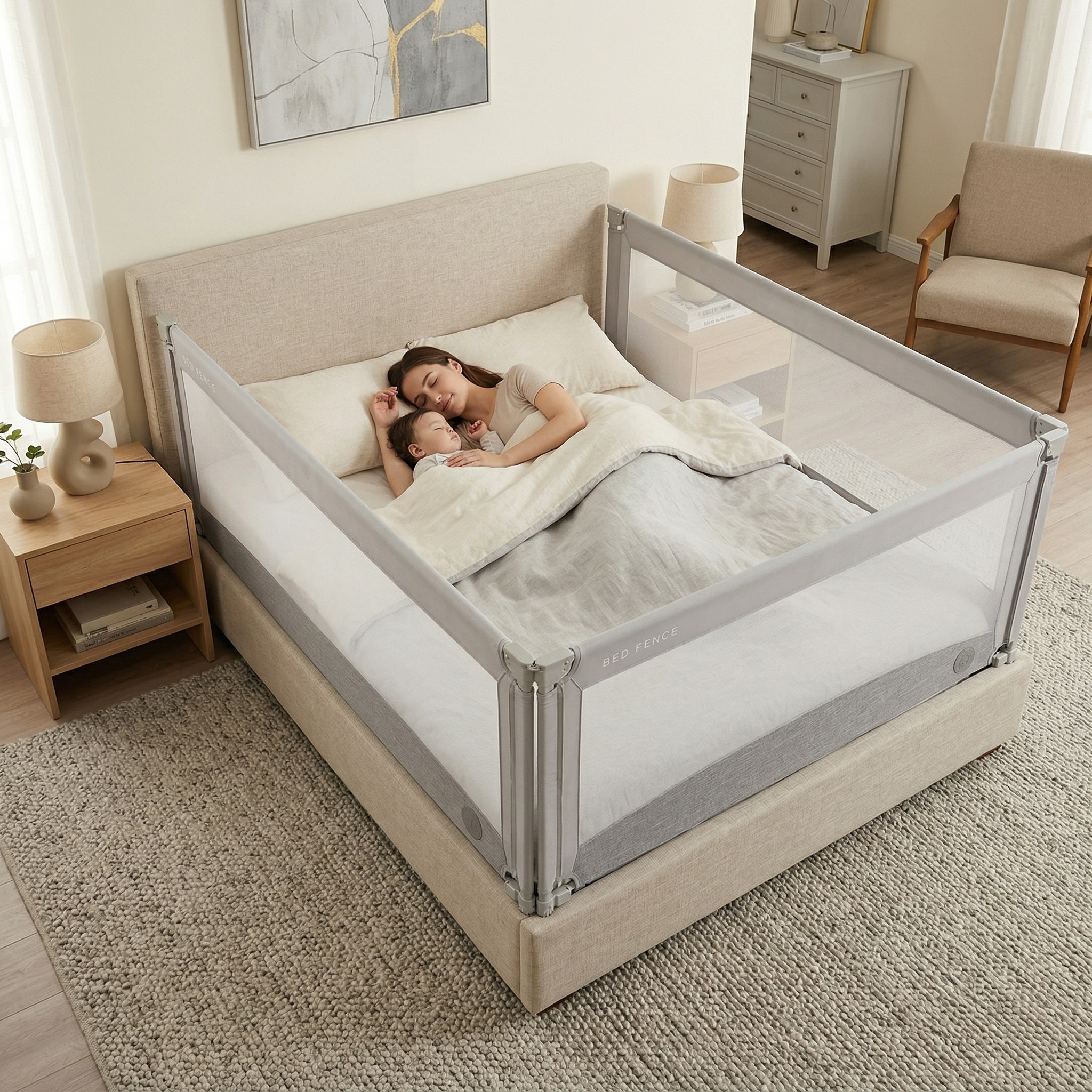 Zábrana na postel Monkey Mum® Economy - 150 cm - světle šedá