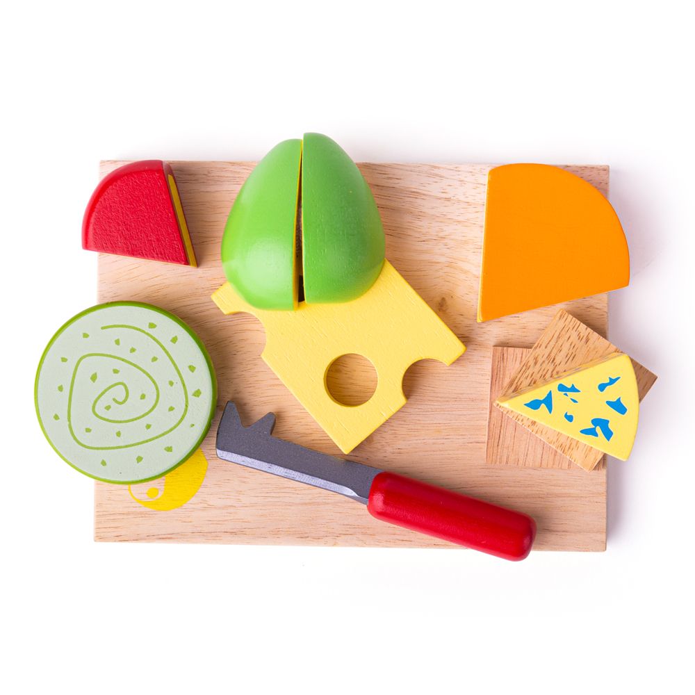 Bigjigs Toys Set dřevěných potravin sýry na desce (obrázek 3)
