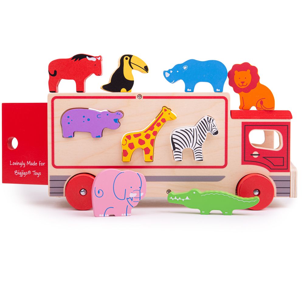 Bigjigs Toys Dřevěné auto se zvířátky safari (obrázek 6)