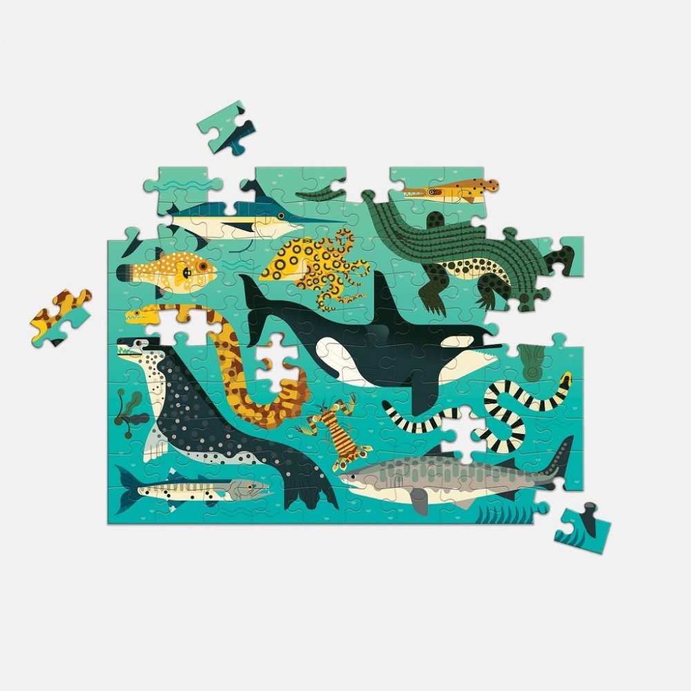 Mudpuppy Oboustranné puzzle Pozemní a mořští predátoři 100 dílků (obrázek 4)