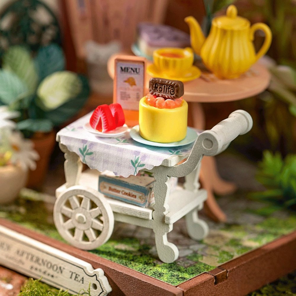 RoboTime 3D dřevěná skládačka Miniatura domečku Zahradní čajový koutek (obrázek 7)