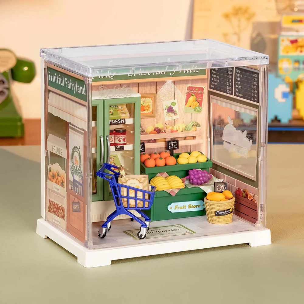 RoboTime 3D dřevěná skládačka Miniatura domečku mini Prodejna ovoce a zeleniny (obrázek 6)