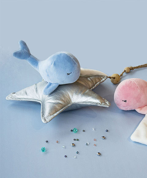 Doudou Dárková sada - Plyšová modrá velryba 15 cm (obrázek 3)