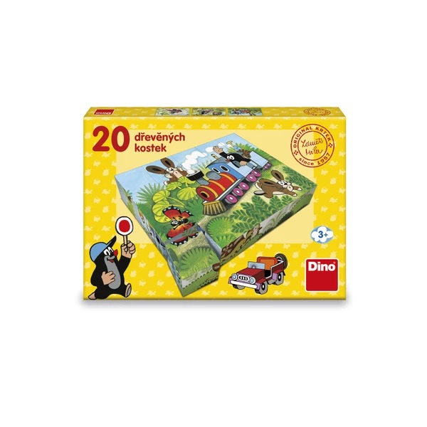 Dino Dřevěné obrázkové kostky Krtek a doprava 20 kostky (obrázek 4)