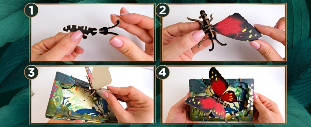 EscapeWelt 3D dřevěné puzzle Motýl (obrázek 4)