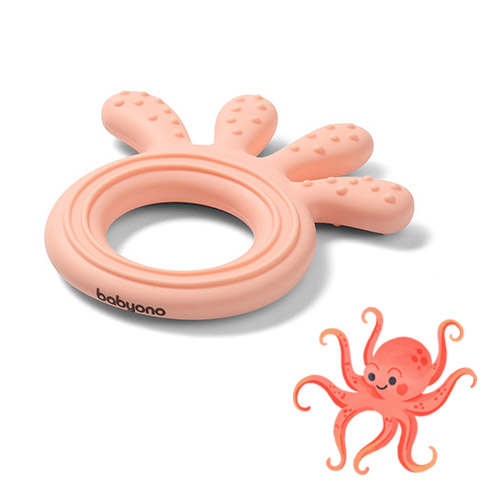 BABYONO Silicone Teether Octopus Pink