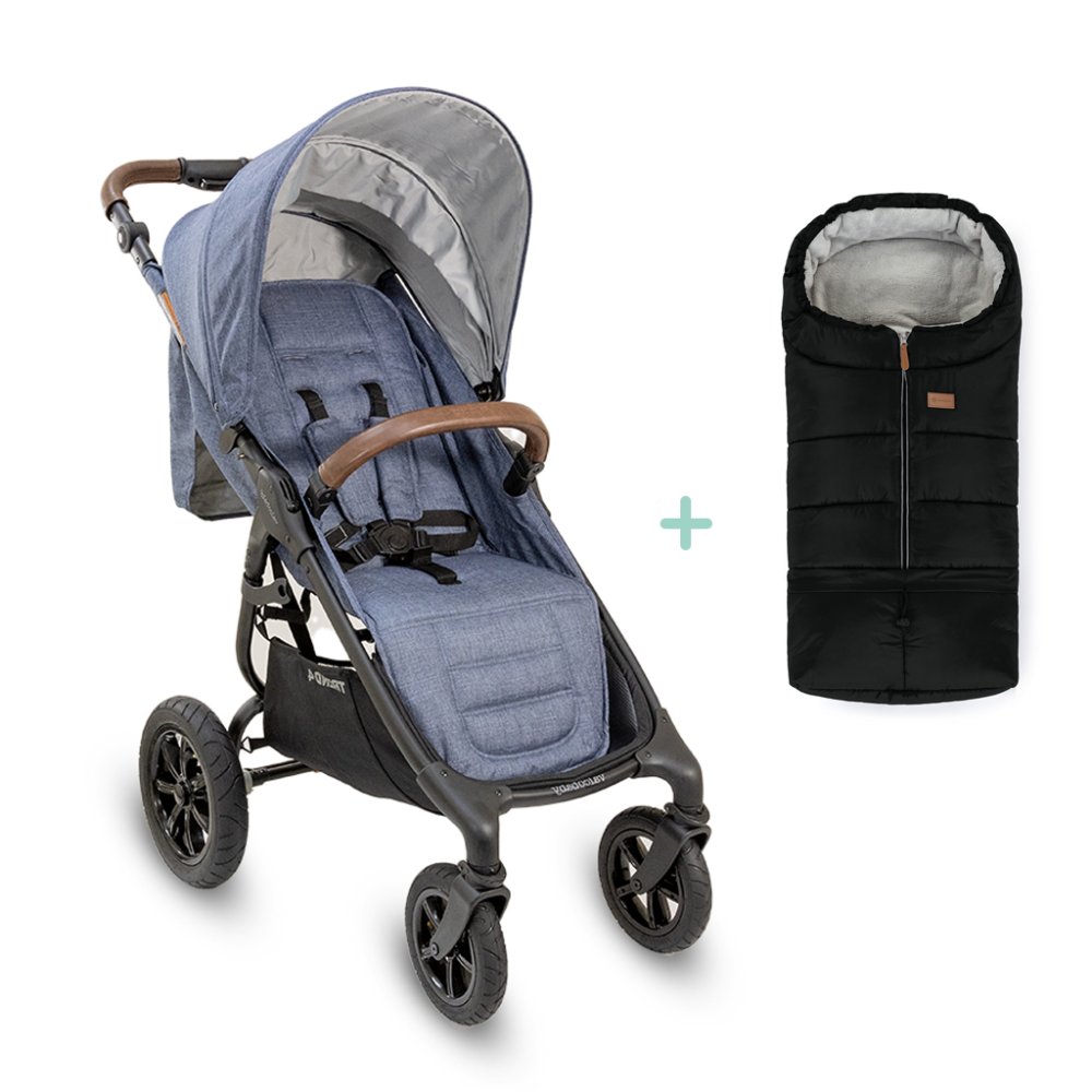 VALCO BABY Stroller Sport Trend 4 Black Denim + PETITE&MARS Bag Jibot FREE