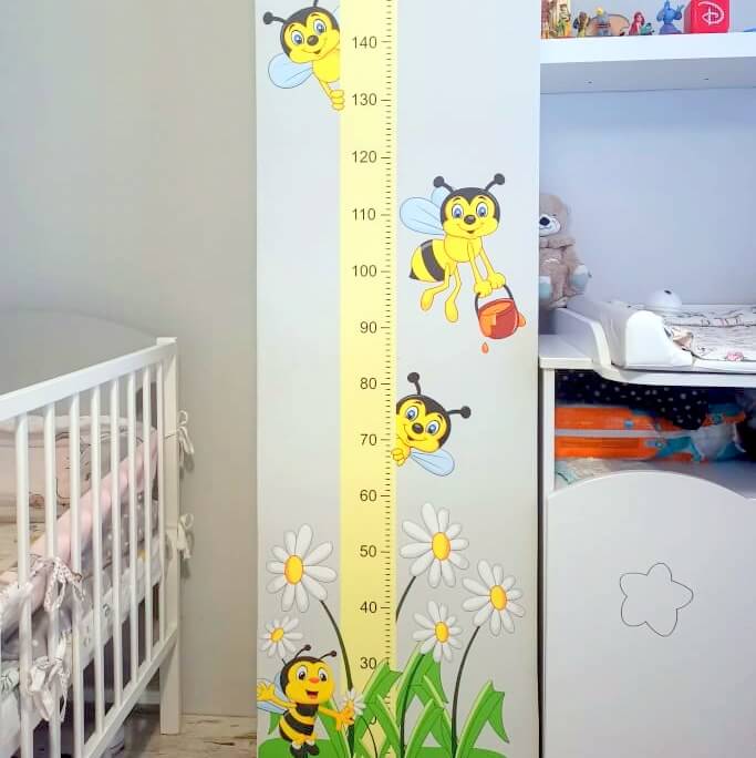 Vinilos Para Habitación Infantil - Medidor Infantil Con Abejas