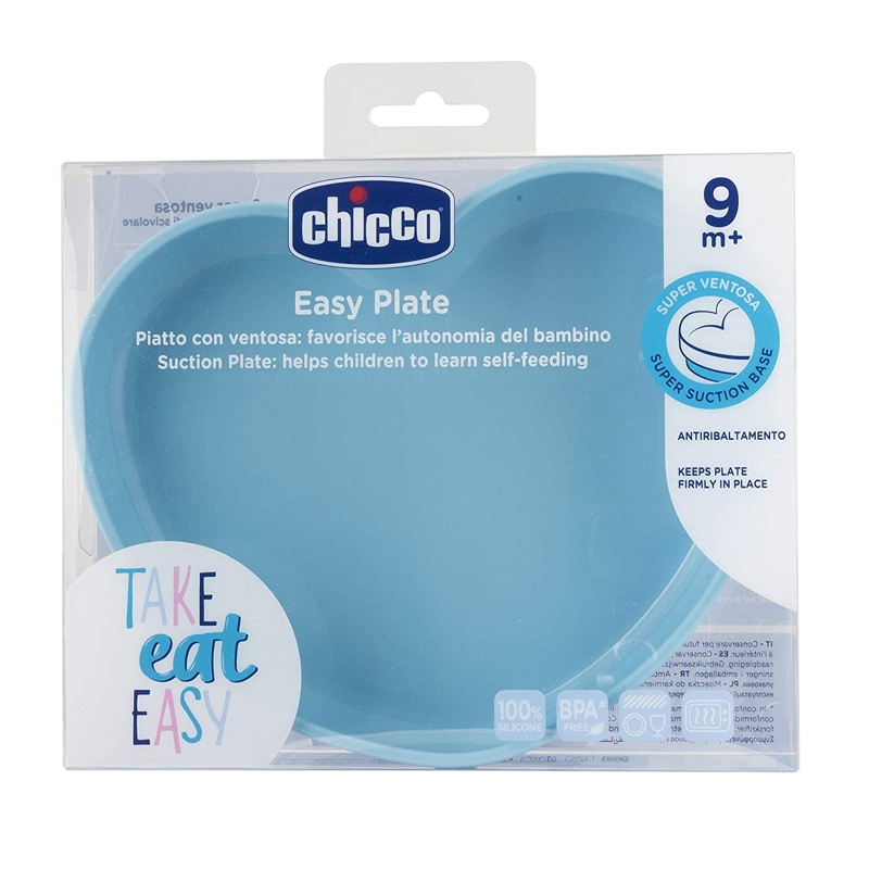 CHICCO Piatto Cuore In Silicone, Blu-verde 9m+