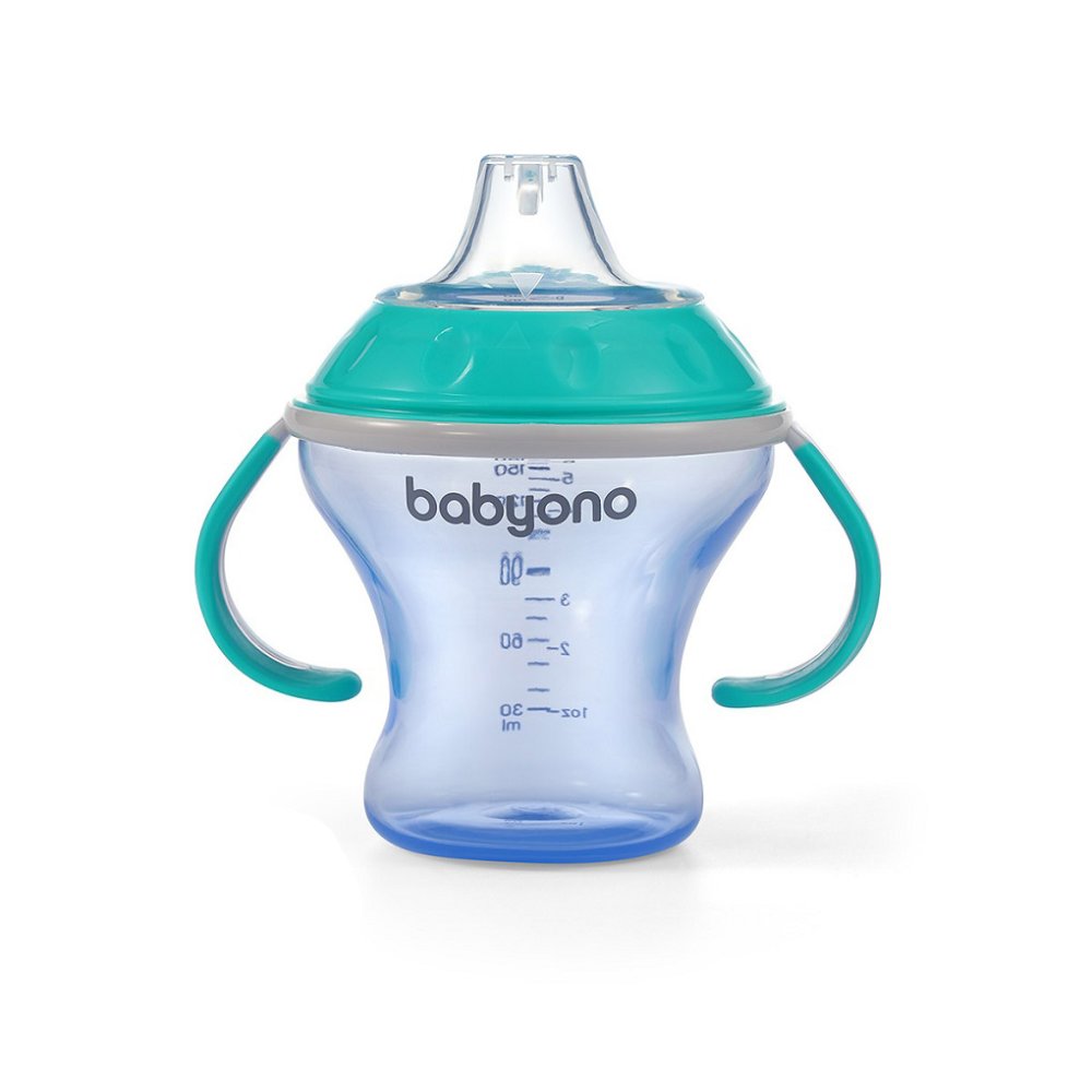 BABYONO Tazza Non Scorrevole Con Bocchino Morbido Natural Nursing 180 Ml Turchese