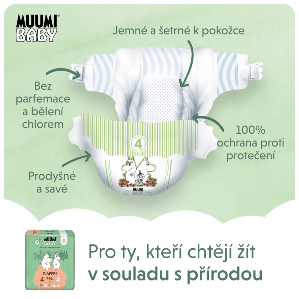 MUUMI Baby 4 Maxi 7-14 Kg (138 Stück), Monatspackung Öko-Windeln