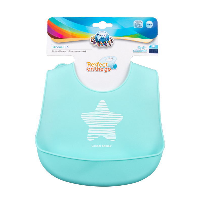 CANPOL BABIES Bavoir en silicone avec poche Bleu pastel – Image 4