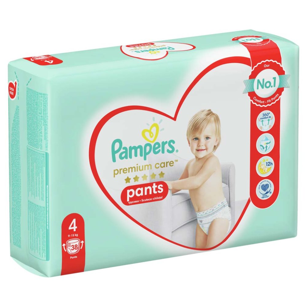 PAMPERS Premium Care Pants Couches-culottes Jetables 4 (9-15 Kg) 38 Pcs