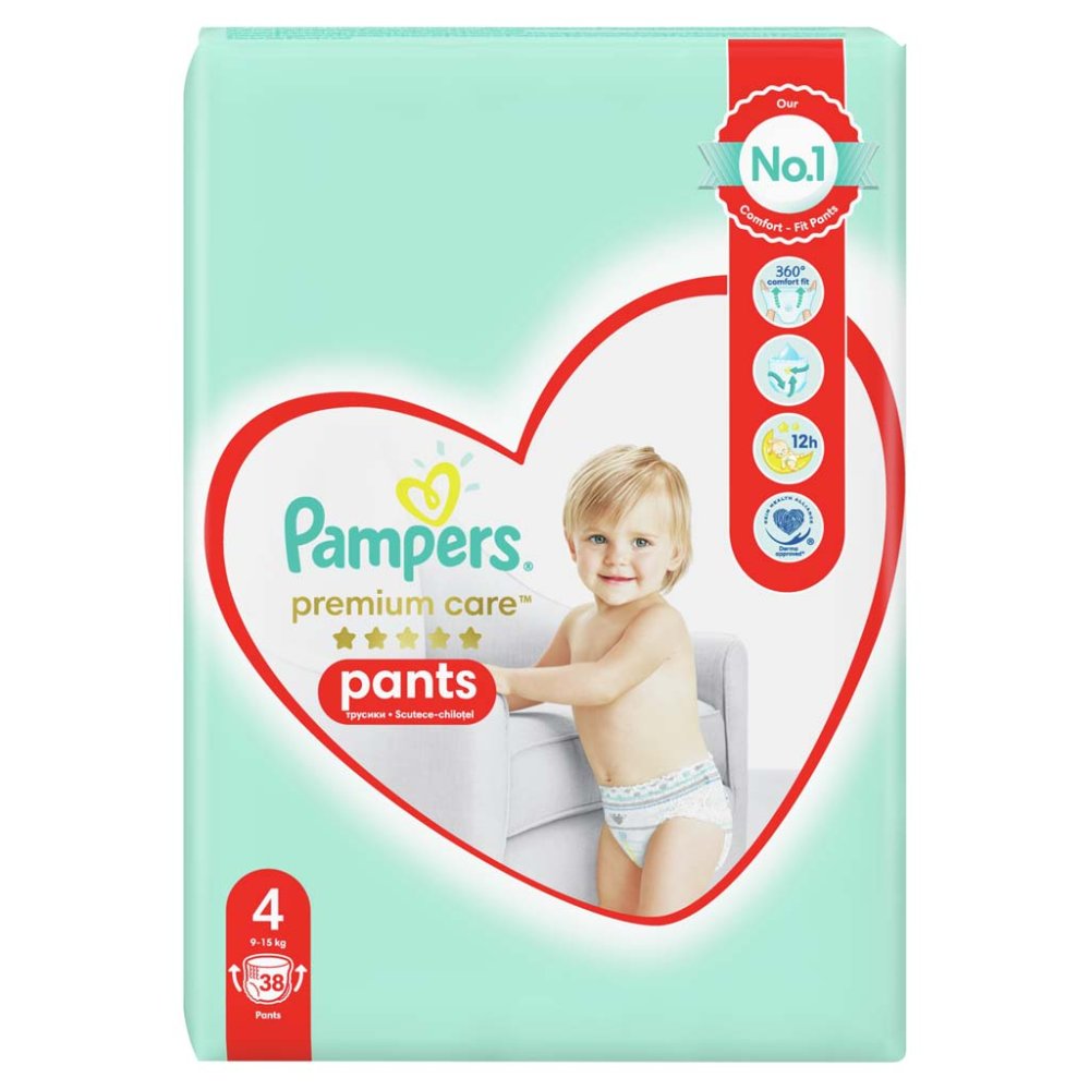 PAMPERS Premium Care Pants Couches-culottes Jetables 4 (9-15 Kg) 38 Pcs