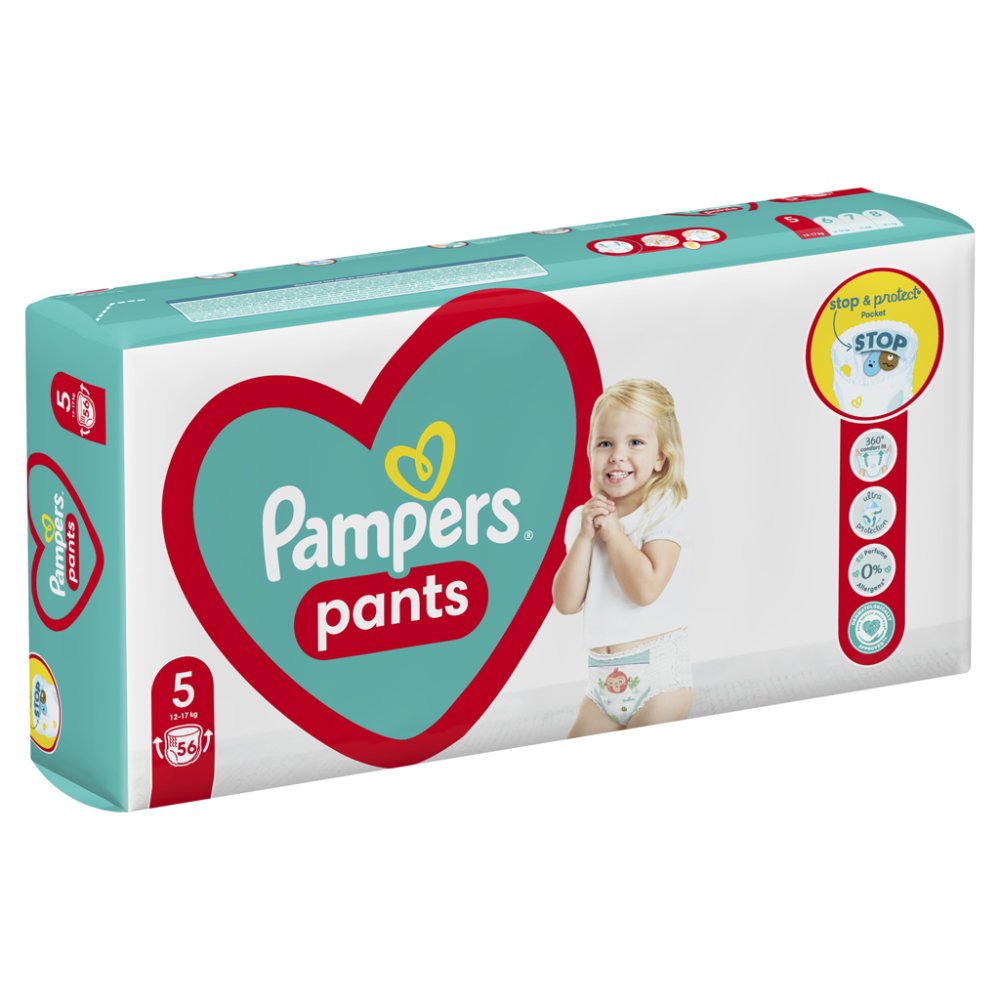 PAMPERS Pleny Kalhotkové Active Baby Pants Vel. 5 (56 Ks) 12-17 Kg