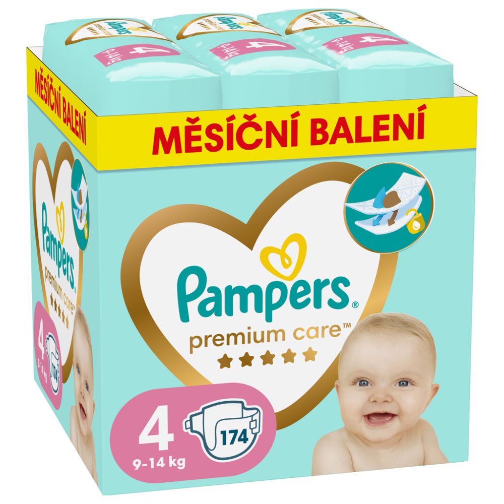 PAMPERS Premium Care Wegwerfwindeln Größe 4 (174 Stück) 9-14 Kg - Monatspackung