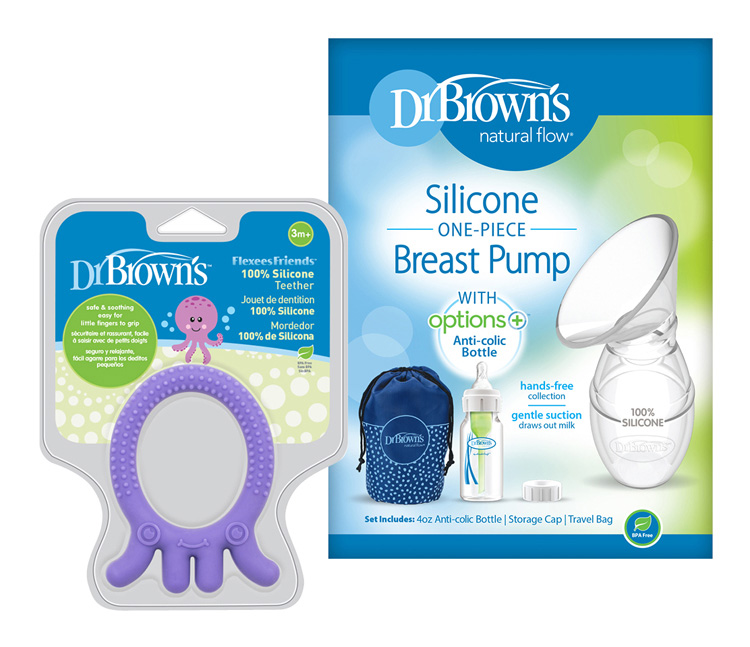 DR.BROWN'S Set Collecteur De Lait Maternel + Anneau De Dentition Flexees Friends Pieuvre