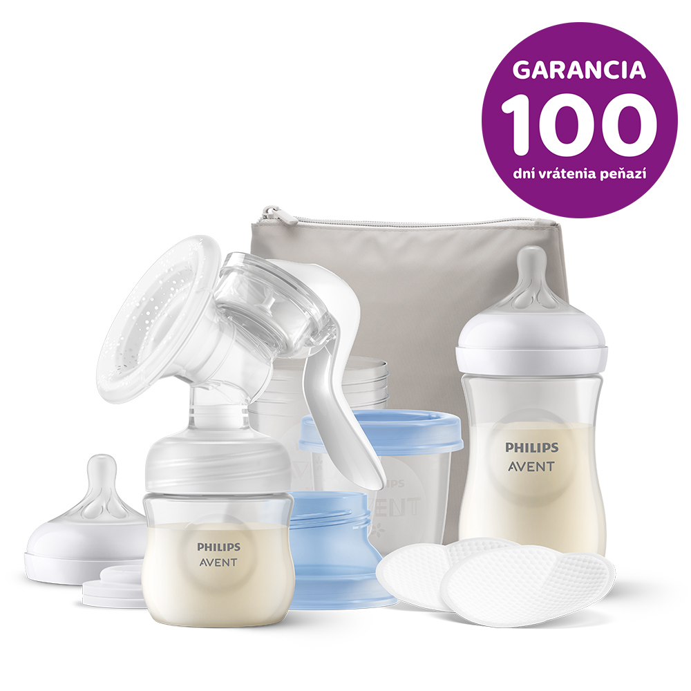 Philips AVENT Manual Breast Pump, Starter Set + Disposable Breast Pads 100 Pcs.