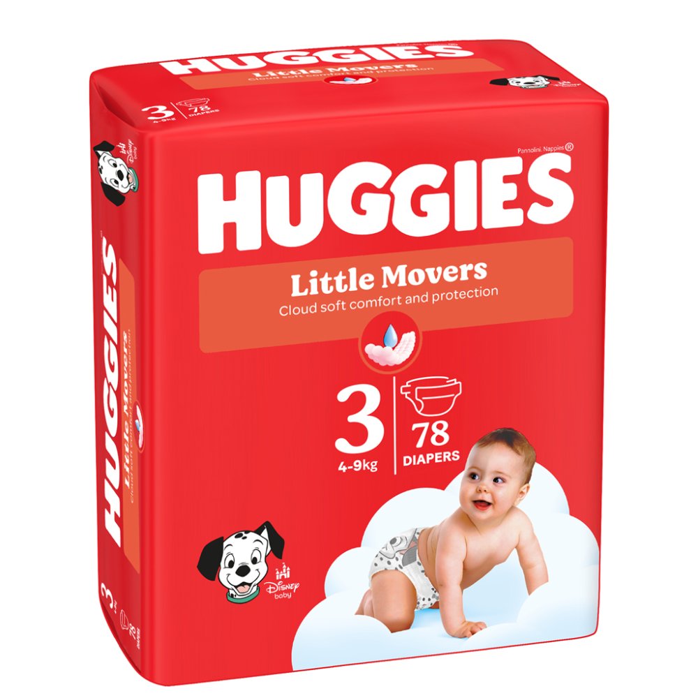 HUGGIES® Couches Jetables Little Movers 3 (4-9 Kg) 78 Pcs