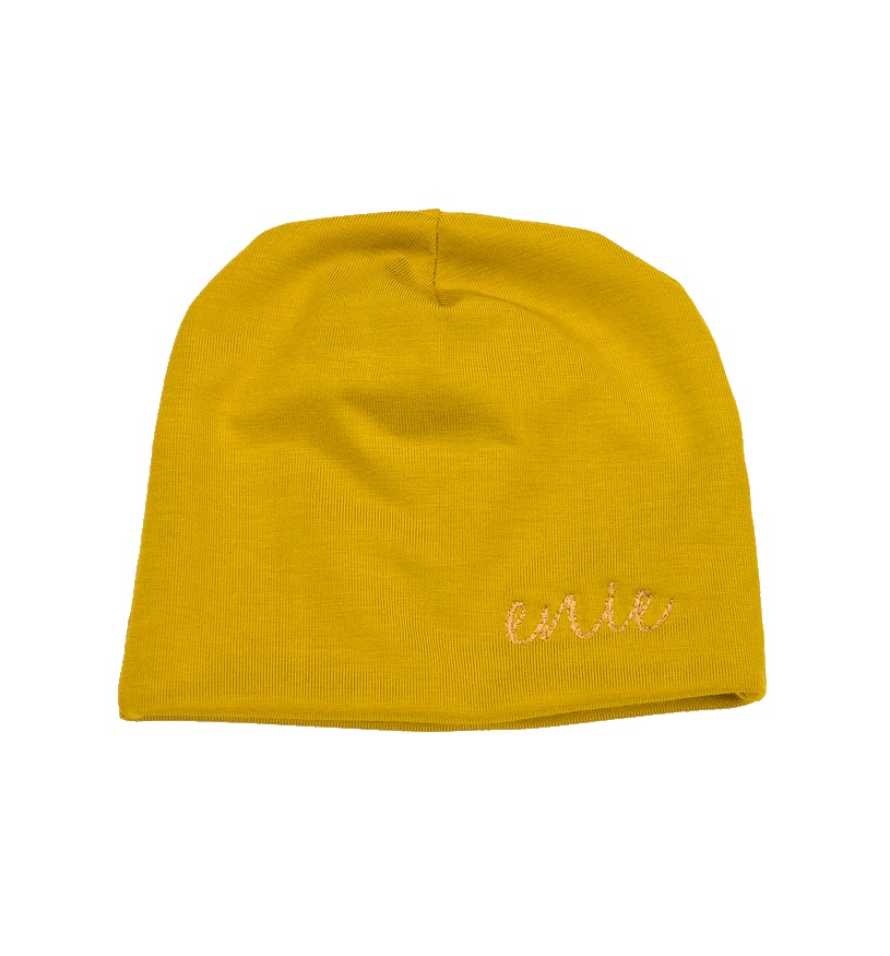 ENIE BABY Kindermuts Bamboe mosterd uni 9-12m